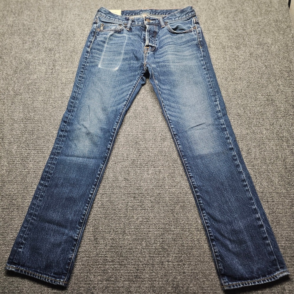 Abercrombie & Fitch Mens Straight Leg Blue Jeans 30x30 1F5343 Cotton Denim